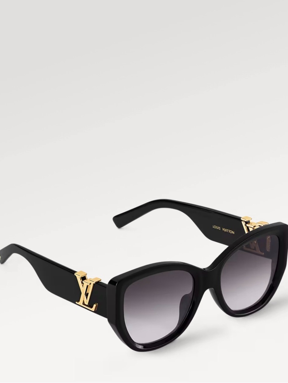 Louis Vuitton Black Cat-Eye Sunglasses with Gold LV Accents